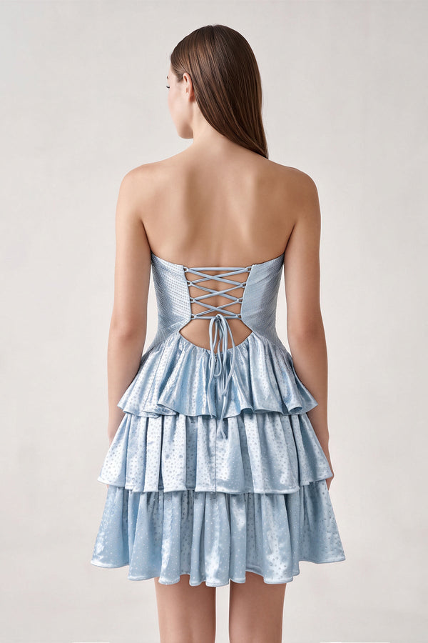 Sky Blue Sweetheart A-Line Tiered Cut-Out Homecoming Dress With Beading (2) | KISSPROM