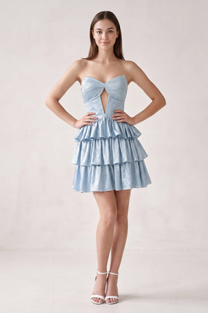 Sky Blue Sweetheart A-Line Tiered Cut-Out Homecoming Dress With Beading (3) | KISSPROM