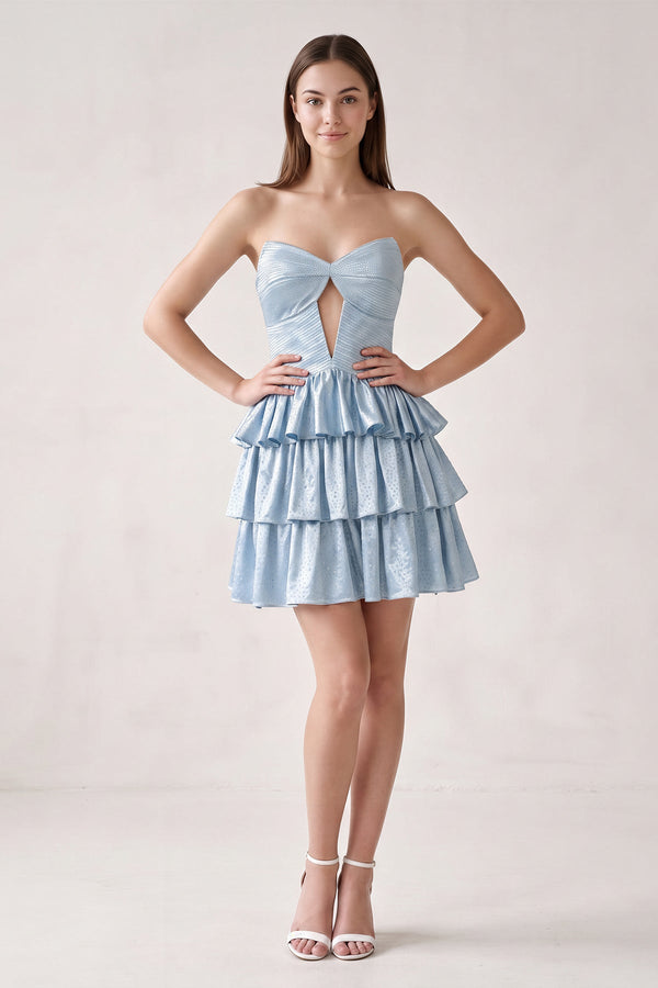 Sky Blue Sweetheart A-Line Tiered Cut-Out Homecoming Dress With Beading (3) | KISSPROM