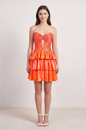 Orange Sweetheart A-Line Tiered Cut-Out Homecoming Dress With Beading (3) | KISSPROM