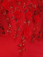 Orin | Red - Strapless Bodycon Satin Sequins Homecoming Dresses With Appliques