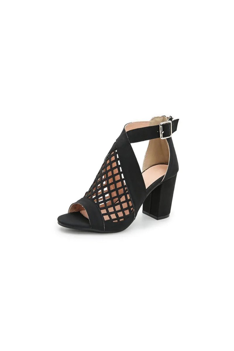 Outdoor Peep Toe Chunky Heel Fashion Shoes With Hollow - out - KissProm