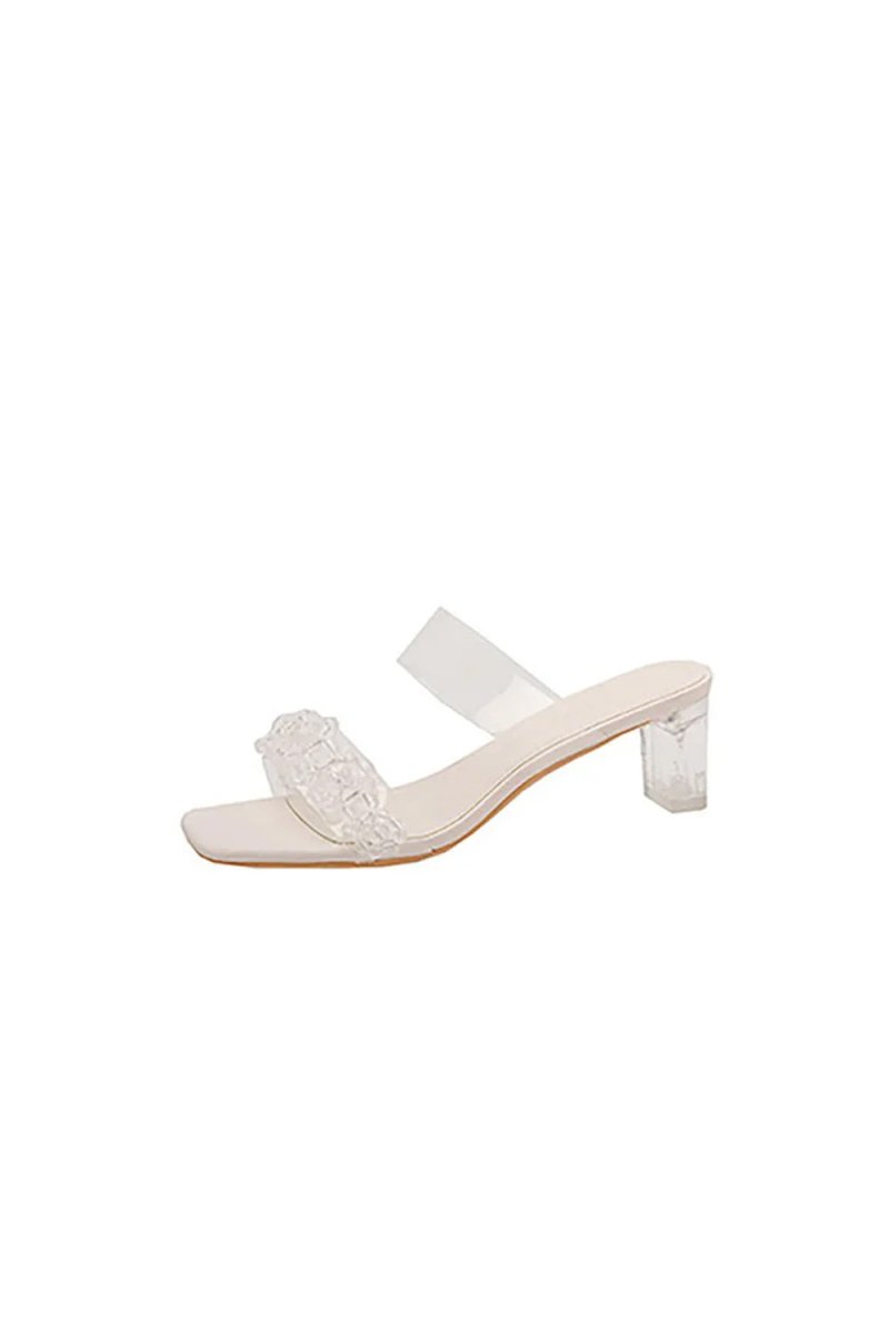 Outdoor Peep Toe Sandals Chunky Heel Fashion Shoes With Beaded - KissProm