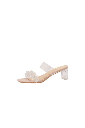 Outdoor Peep Toe Sandals Chunky Heel Fashion Shoes With Beaded - KissProm
