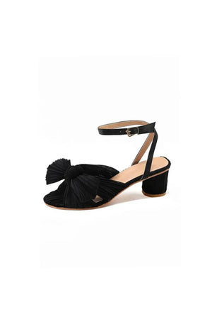 Outdoor Satin Peep Toe Chunky Heel Shoes With Buckle Bowknot - KissProm