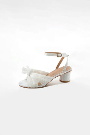 Outdoor Satin Peep Toe Chunky Heel Shoes With Buckle Bowknot - KissProm