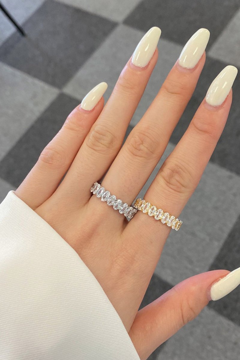 Oval Zircons Sterling Silver 18K Gold Plated Infinity Ring - KissProm