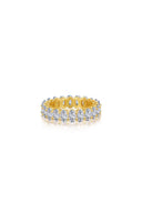 Oval Zircons Sterling Silver 18K Gold Plated Infinity Ring - KissProm