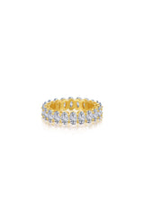 Oval Zircons Sterling Silver 18K Gold Plated Infinity Ring - KissProm
