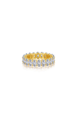 Oval Zircons Sterling Silver 18K Gold Plated Infinity Ring - KissProm