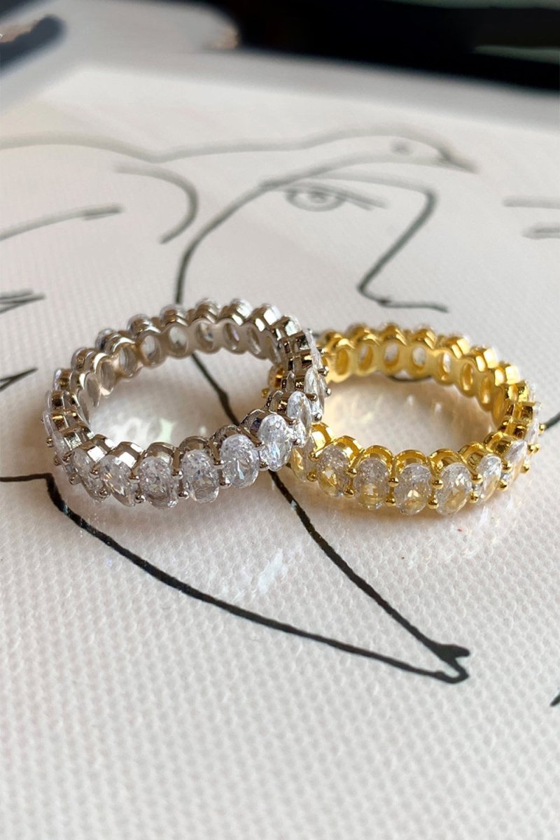Oval Zircons Sterling Silver 18K Gold Plated Infinity Ring - KissProm