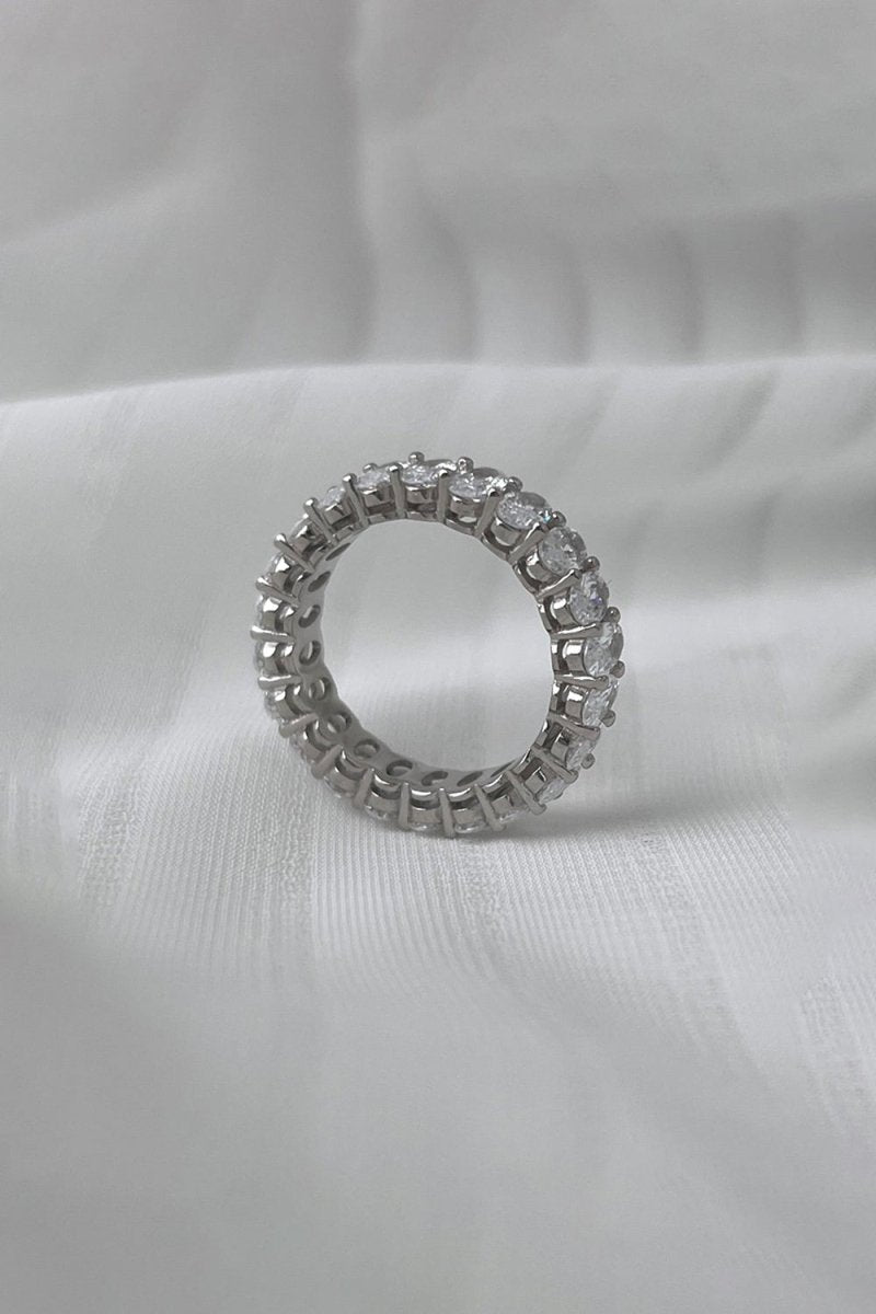 Oval Zircons Sterling Silver 18K Gold Plated Infinity Ring - KissProm