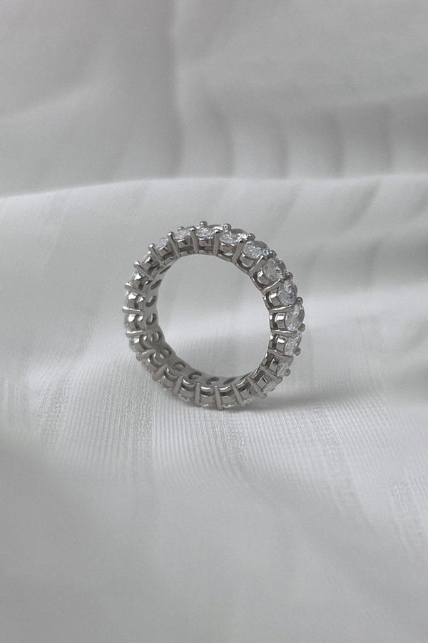 Oval Zircons Sterling Silver 18K Gold Plated Infinity Ring - KissProm