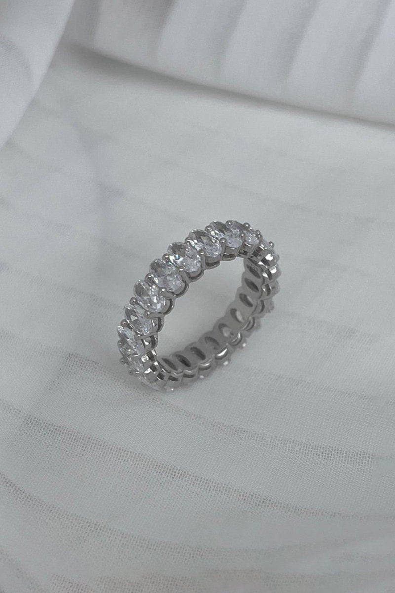 Oval Zircons Sterling Silver 18K Gold Plated Infinity Ring - KissProm