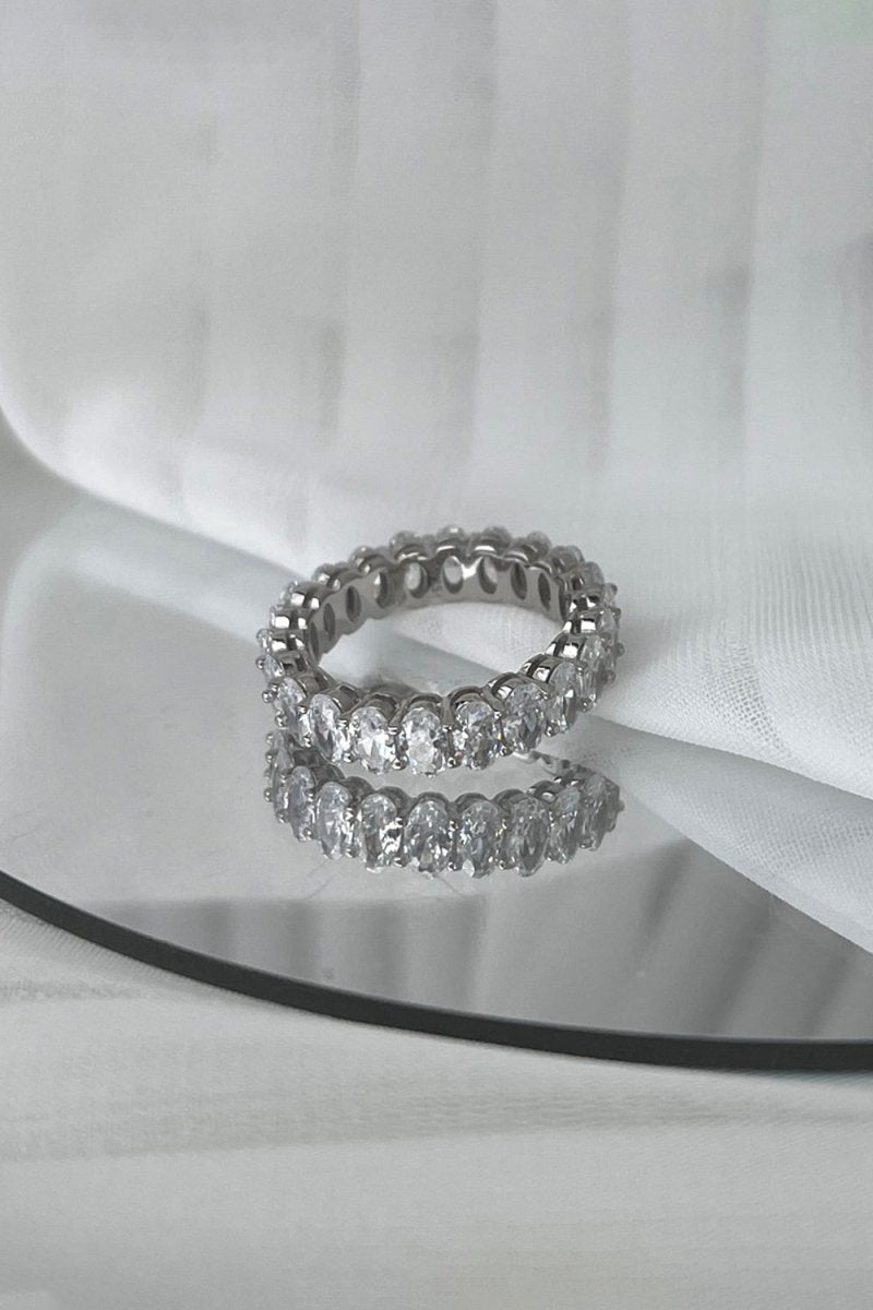 Oval Zircons Sterling Silver 18K Gold Plated Infinity Ring - KissProm