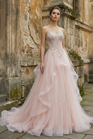 Light Blue Beaded Long Prom Dress - KissProm