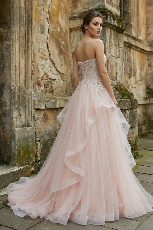 light pink colored prom dresses Light Blue Beaded Long Prom Dress, Candy Pink / 2