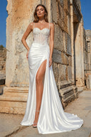 Ivory Spaghetti Straps Mermaid Appliqued Prom Dress With Split – Prom Dress by KissProm | Available at KissProm