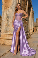 Lavender Spaghetti Straps Mermaid Appliqued Prom Dress With Split – Prom Dress by KissProm | Available at KissProm