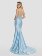 KissProm-Paislee Spaghetti Straps Light Blue Appliques Mermaid Prom Dress