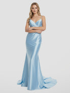 KissProm-Paislee Spaghetti Straps Light Blue Appliques Mermaid Prom Dress