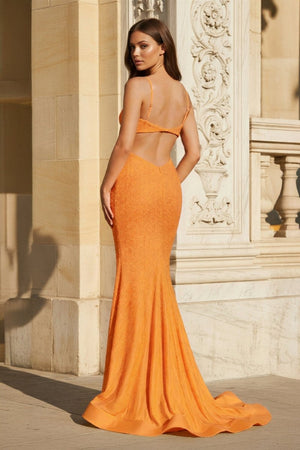 Mermaid Spaghetti Straps Blue Satin Cut - out Waist Prom Dresses - KissProm