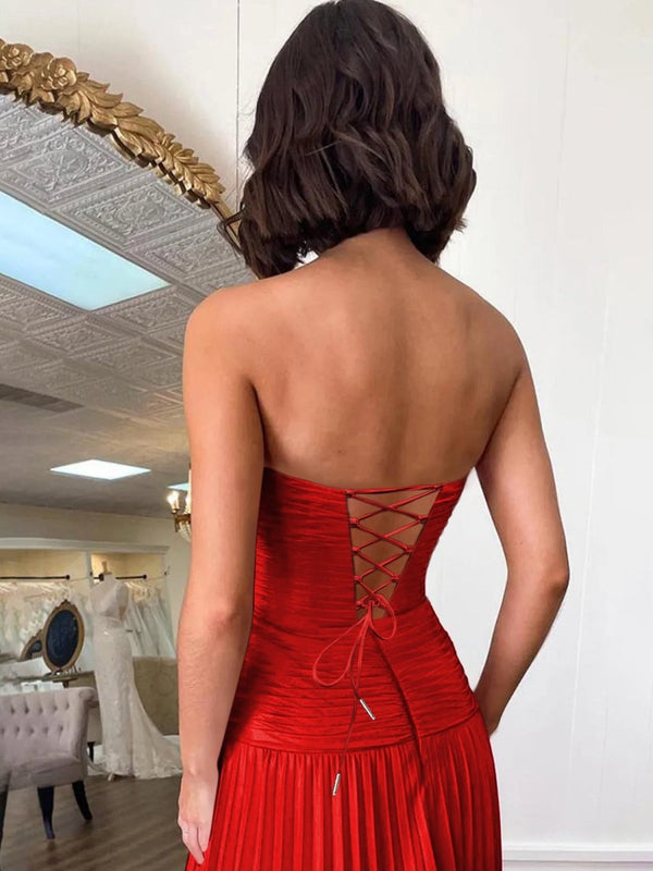 Paolaine | Red - A-Line Sweetheart Cutout Pleated Chiffon Homecoming Dresses