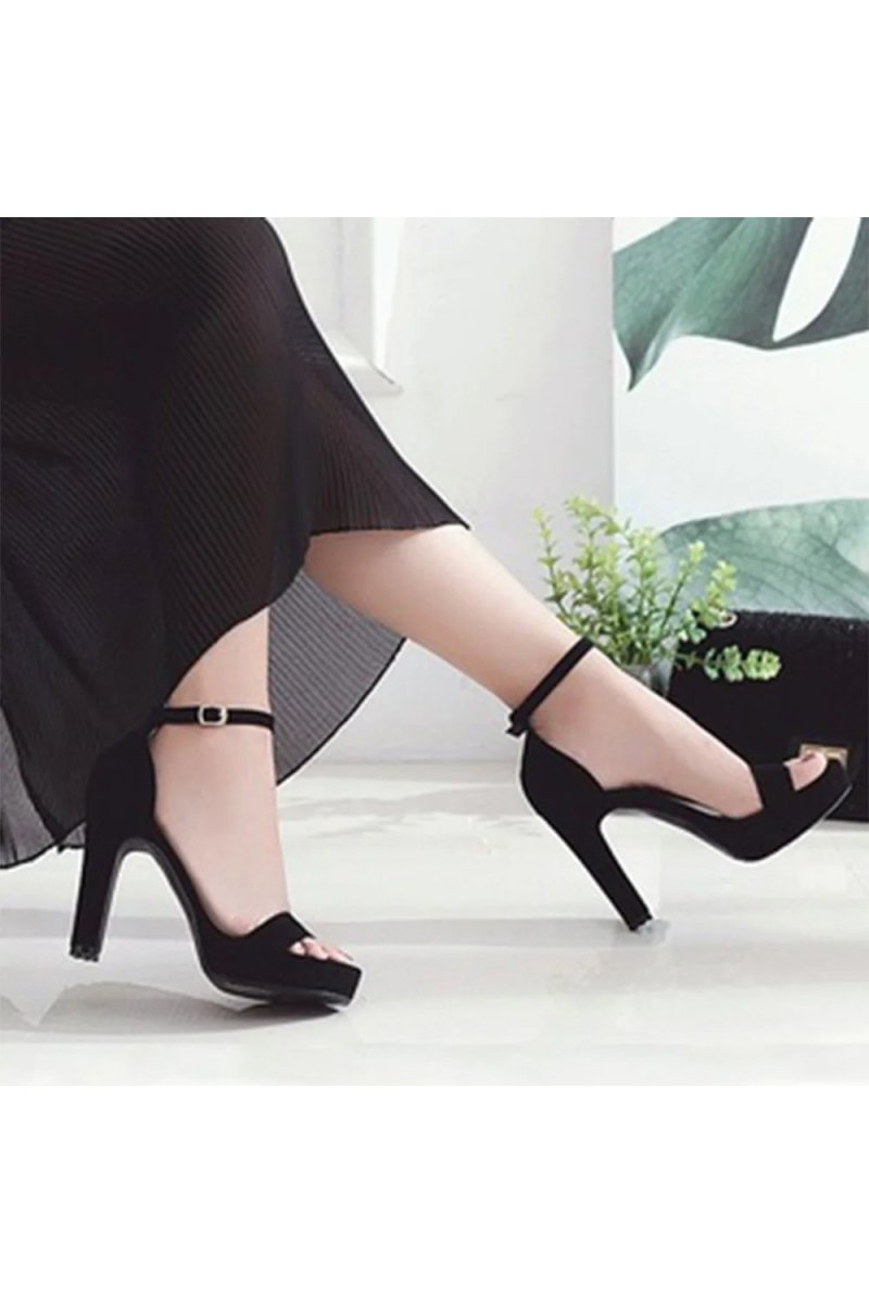 Party Peep Toe Platform Sandals Suede with Buckle Ankle Strap Evening Fashion Shoes - KissProm