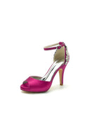Party Peep Toe Rhinestone Embellished High Heels - KissProm