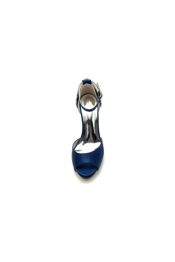 Party Peep Toe Rhinestone Embellished High Heels - KissProm