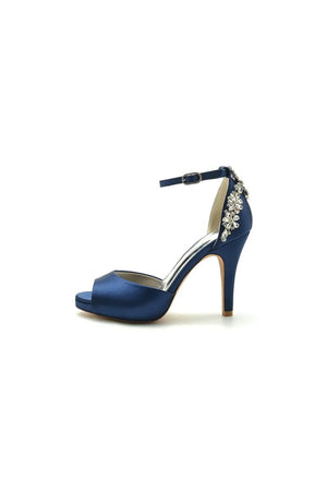 Party Peep Toe Rhinestone Embellished High Heels - KissProm