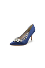 Party Pointed Toe Crystal Satin High Heels - KissProm