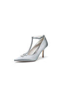 Party Pointed Toe Crystal Strap High Heels Shoes - KissProm