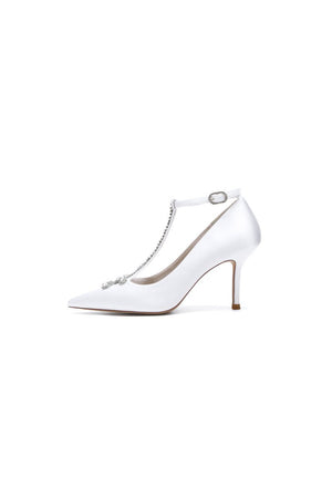 Party Pointed Toe Crystal Strap High Heels Shoes - KissProm