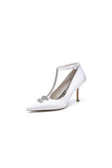 Party Pointed Toe Crystal Strap High Heels Shoes - KissProm