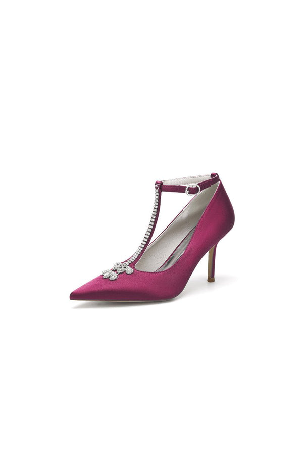 Party Pointed Toe Crystal Strap High Heels Shoes - KissProm