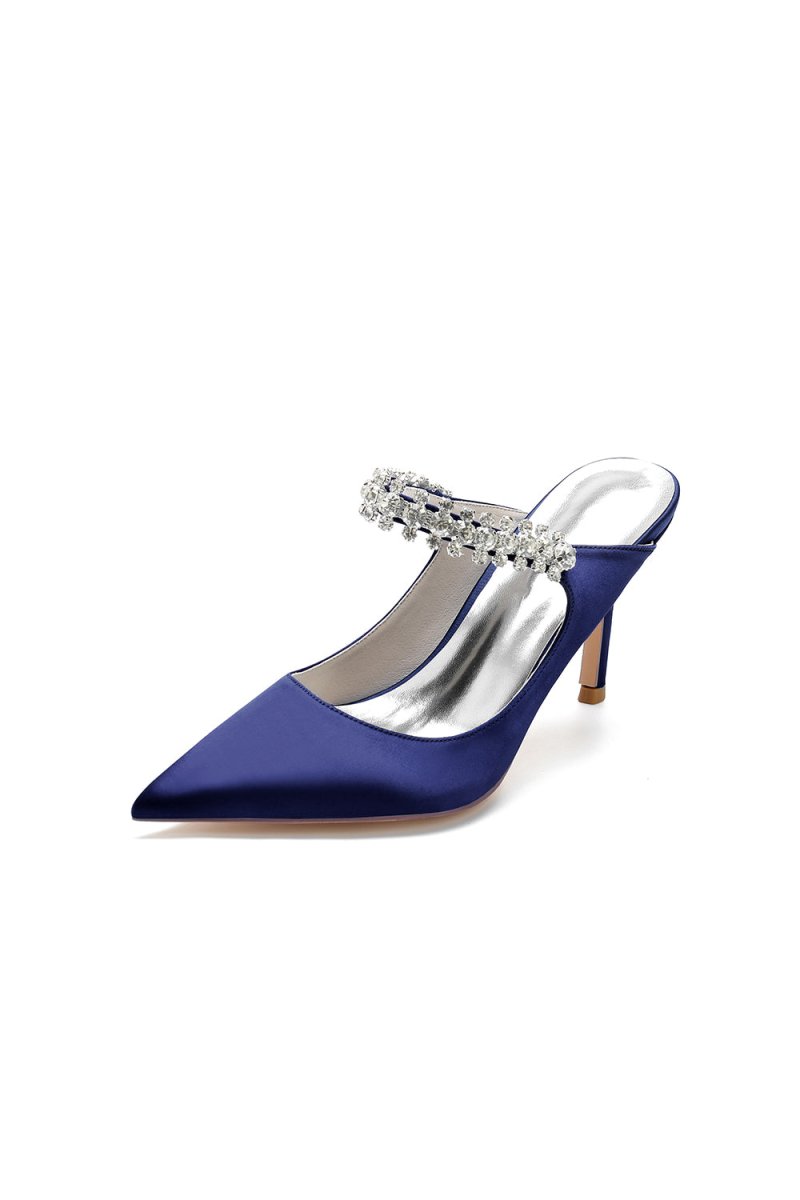 Party Pointed Toe Crystal Strap High Heels - KissProm