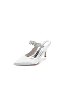 Party Pointed Toe Crystal Strap High Heels - KissProm