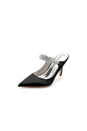 Party Pointed Toe Crystal Strap High Heels - KissProm