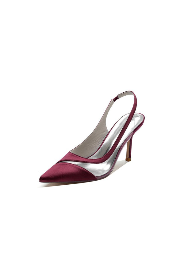 Party Pointed Toe Slingback Strap High Heels - KissProm