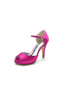 Party Simple Peep Toe Ankle Stap Pumps - KissProm