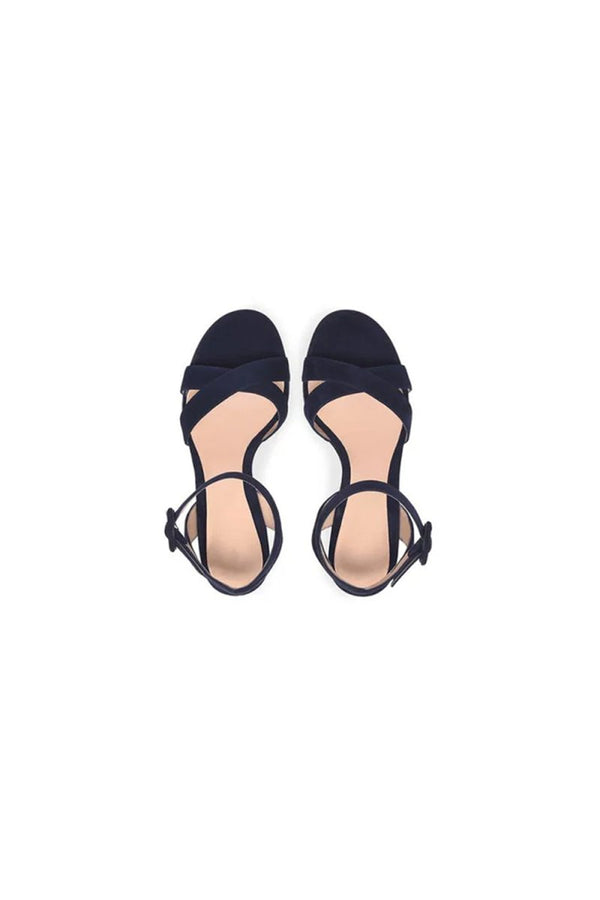 Party Suede Peep Toe Chunky Heel Shoes With Buckle Ankle Strap - KissProm