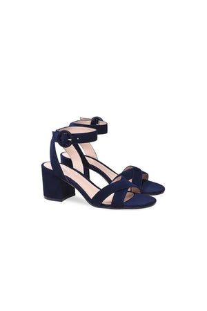 Party Suede Peep Toe Chunky Heel Shoes With Buckle Ankle Strap - KissProm