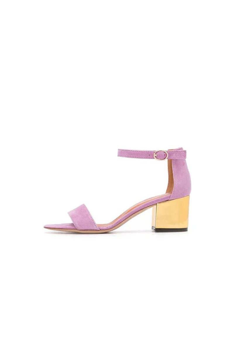 Party Suede Peep Toe Sandals Chunky Heel Evening Shoes With Ankle Strap - KissProm