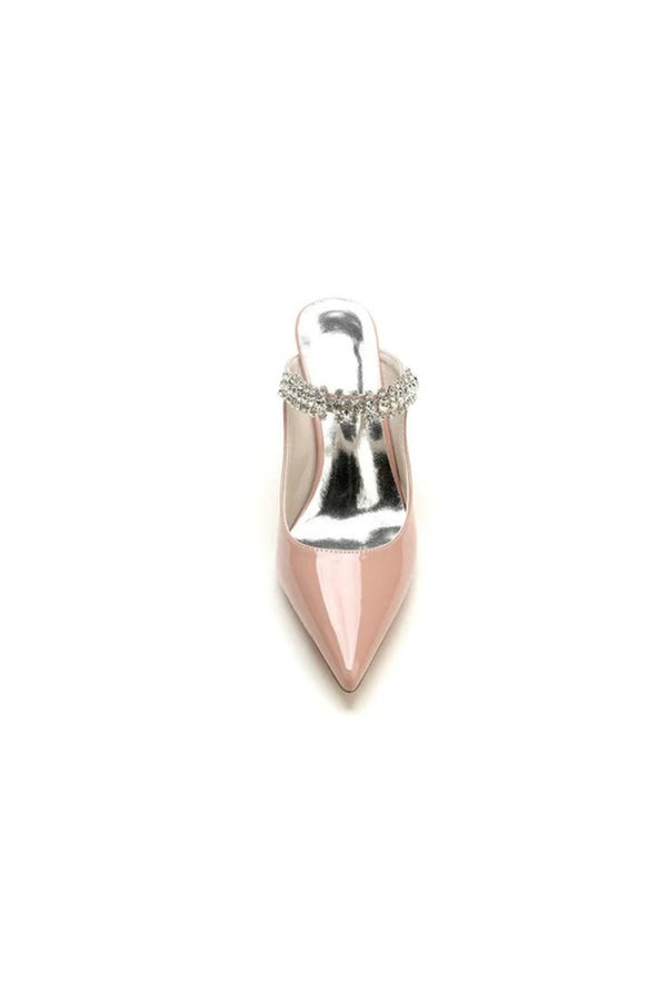 Leather Pointed Toe Wedding Shoes with Rhinestone - KissProm
