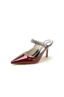 Leather Pointed Toe Wedding Shoes with Rhinestone - KissProm