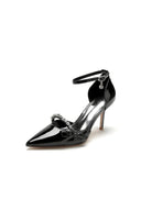 Patent Leather Wedding High Heels with Bow - KissProm