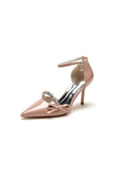 Patent Leather Wedding High Heels with Bow - KissProm