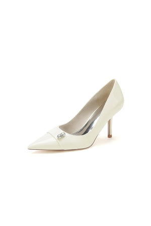 Patent Leather High Heels with Rhinestone - KissProm