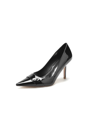 Patent Leather High Heels with Rhinestone - KissProm